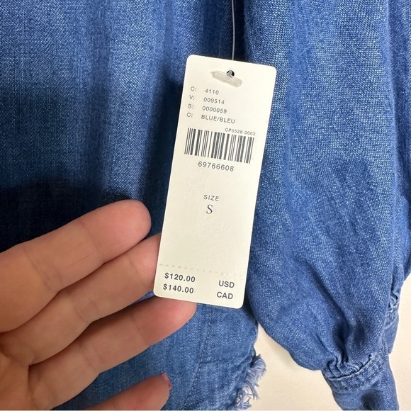 Anthropologie Pilcro Tie Neck Denim Shirt Size S - Picture 4 of 8